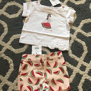 NWT- Janie and Jack watermelon outfit